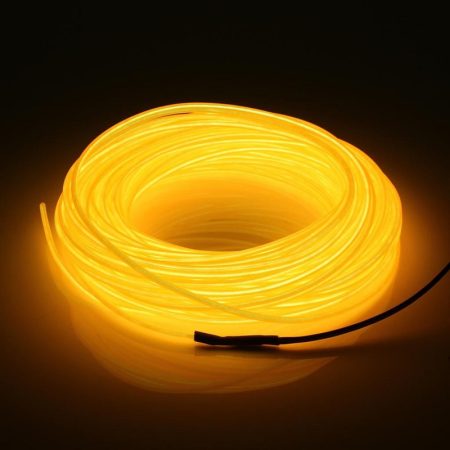 5M Neon Light Dance Party Decor Light Neon LED Lamp Flexible EL Wire Rope Tube Waterproof LED Strip Yellow