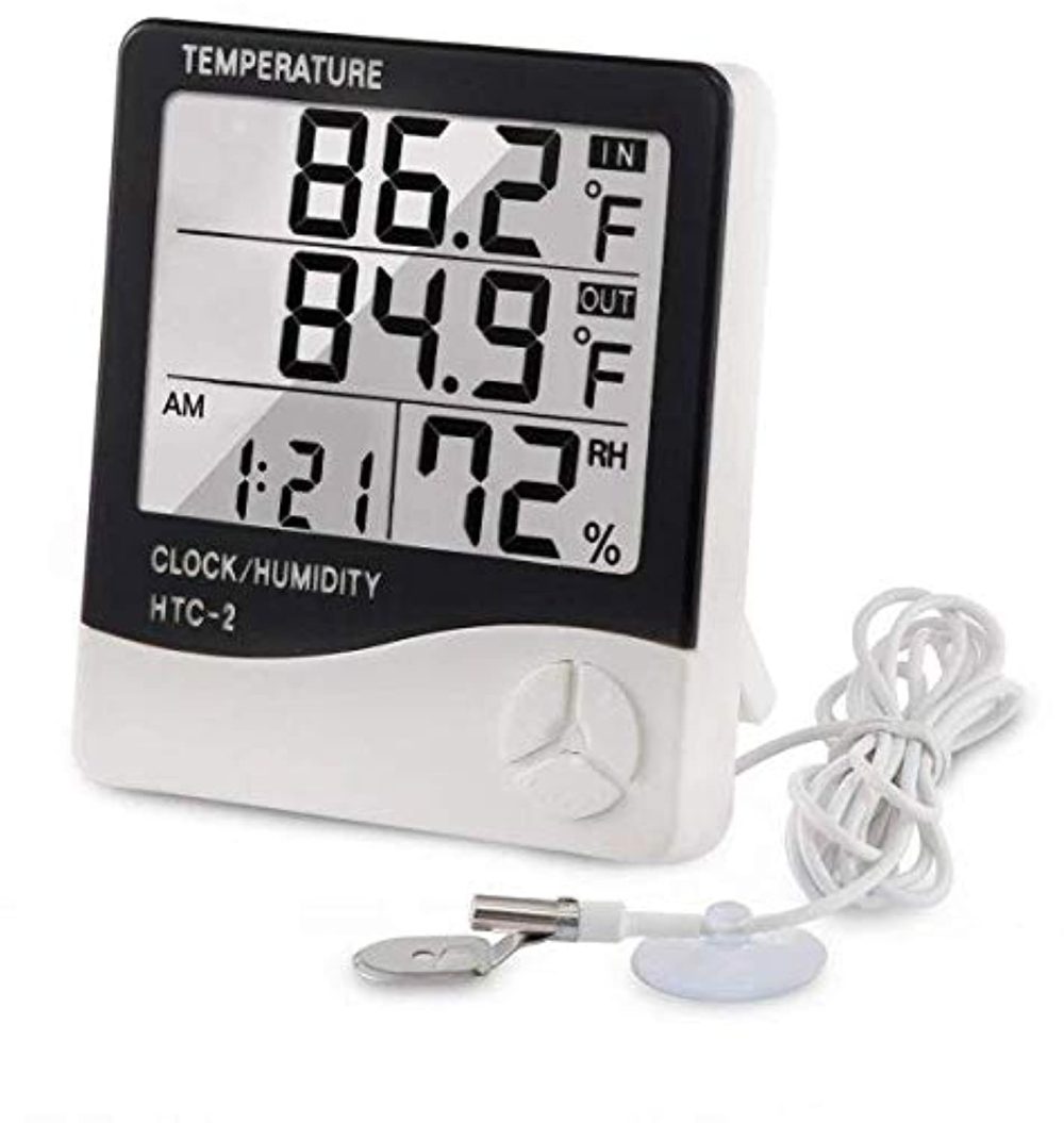 HTC–2 Digital Thermometer Hygrometer Clock Calendar with Sensor Probe