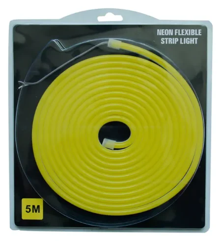 5M Neon Light Dance Party Decor Light Neon LED Lamp Flexible EL Wire Rope Tube Waterproof LED Strip Yellow