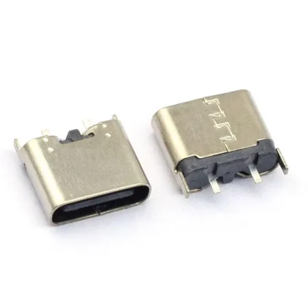 USB Type c 2 Pin Jack Connector Female Socket Vertical Plug Fast Mobile Charging Port