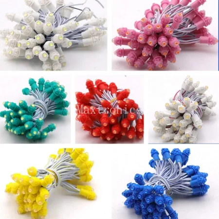 50pcs Lights String DC12V 9MM LED Module Pixel Lights Single Color Red/Green/Blue/Yellow/White/WarmWhite Signboard Display Lamp
