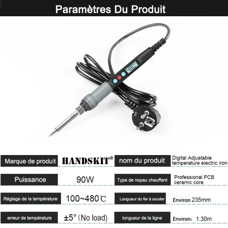 HANDSKIT 220v 90W Soldering Iron SI-926 Portable Digital Temp Adjustment Automatic Sleep Internal Thermal Ceramic Heating Electronic Welding Tools