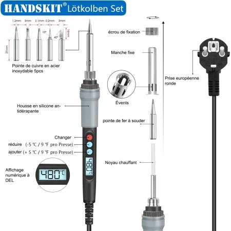 HANDSKIT 220v 90W Soldering Iron SI-926 Portable Digital Temp Adjustment Automatic Sleep Internal Thermal Ceramic Heating Electronic Welding Tools