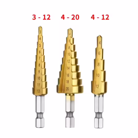 Step Drill Bit Set 3Pcs 4-12/4-20/4-32mm