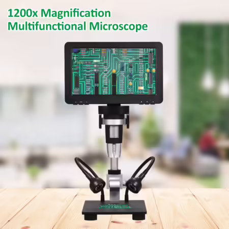 DM9H Microscope 7'' IPS Screen 1200X 16MP Camera, Magnification Soldering Microscope Digital Microscope