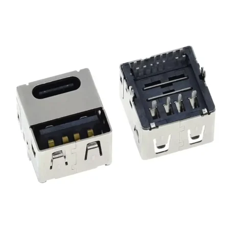 Type-C Dual USB Jack 90 Degree USB Connector Female 4 Straight Feet Female Socket PD Quick Charger For Car