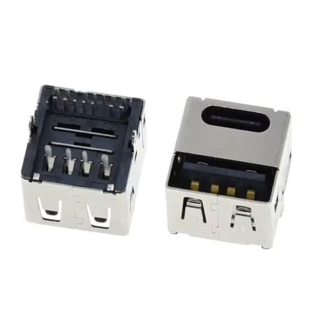 Type-C Dual USB Jack 90 Degree USB Connector Female 4 Straight Feet Female Socket PD Quick Charger For Car