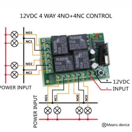 Remote Control Switch DC 12V 4 Channel Relay Receiver & Transmitter Module RF 433MHz Universal Wireless