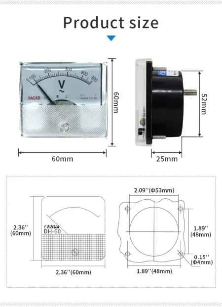 Panel Meter DH-60 AC voltmeter Analog Voltage Meter
