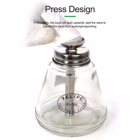 RELIFE Glass Solvent Bottle RL-055 Metal Suction Pipe Pressing Type Automatic