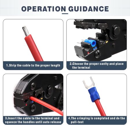 HS-30J Professional Insulated Wire Terminals Connectors Ratcheting Crimper Tool, Wire Crimp Tool