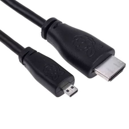 Official Micro-HDMI (Male) to Standard HDMI (Male) Black Cable-2m for Raspberry Pi