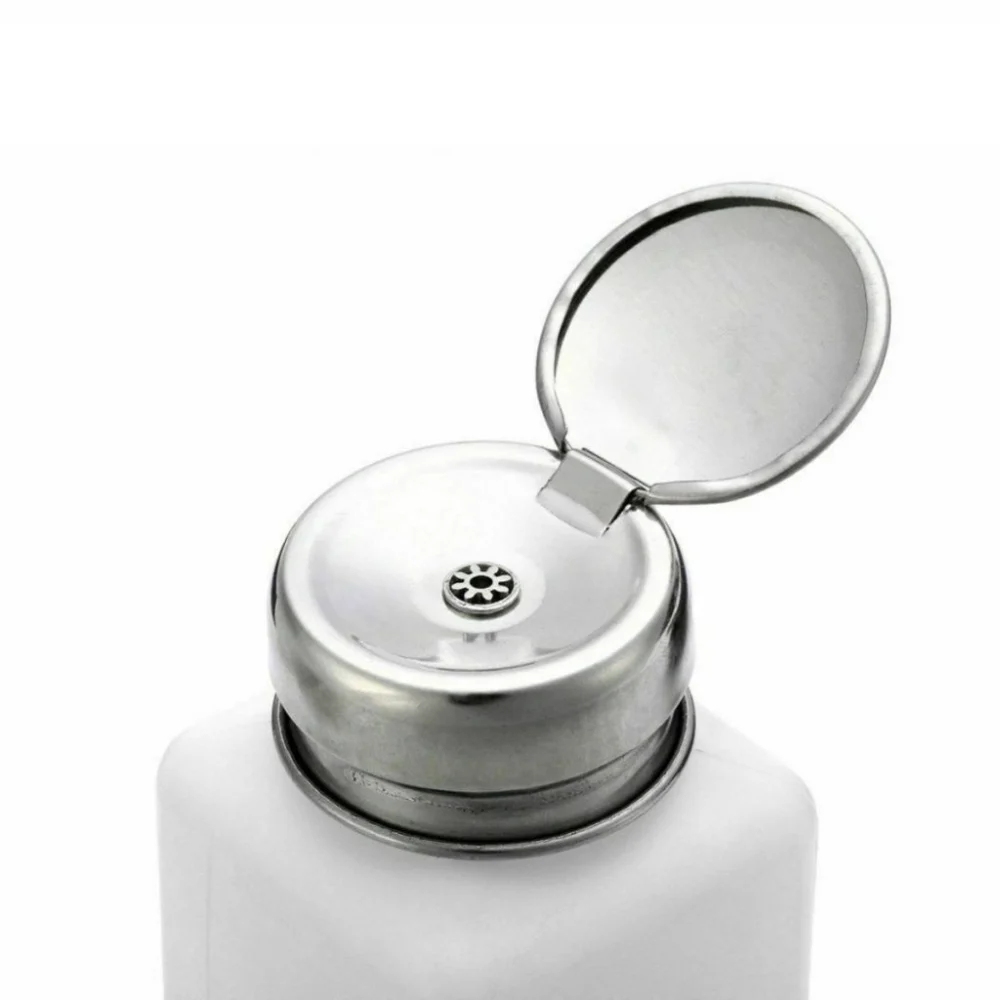 Metal Head 180mL FLUID DISPENSER Plastic Press Alcohol Empty Bottle