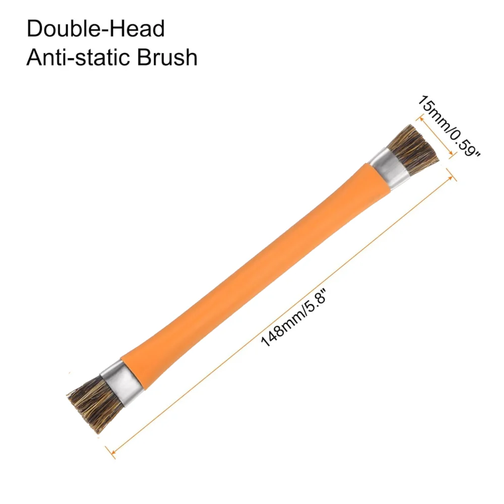 Double-Head Phone Motherboard IC Cleaning Brush Anti-Static ESD Brush Orange Color