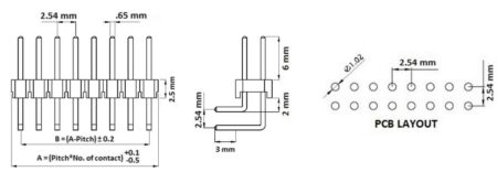 2.54mm 2×40 Pin Header Male Double Row Right Angle Short Header Strip