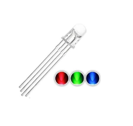 RGB Common Cathode LED 5mm 4 Pin Tricolor – Transparent