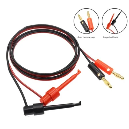 4mm Banana Plug to Hook Test Lead Cable 1 Meter – Red & Black Pair