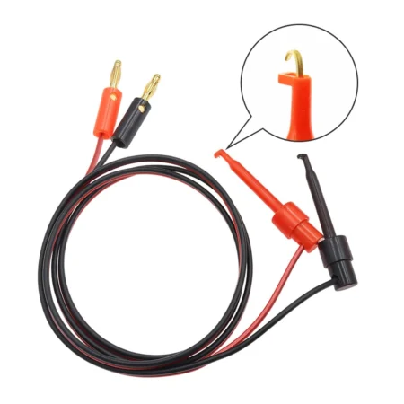 4mm Banana Plug to Hook Test Lead Cable 1 Meter – Red & Black Pair