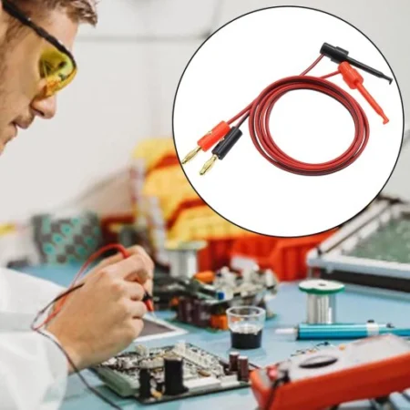 4mm Banana Plug to Hook Test Lead Cable 1 Meter – Red & Black Pair