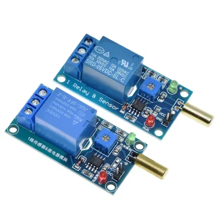 Tilt Sensor Module 5V or 12V 1 Channel Output Tilt Slant Angle Sensor Relay Module Golden SW520D Ball Switch