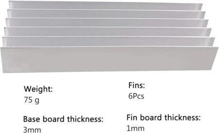 Aluminium Heat sink Heatsink 6 Fins (100 x 40 x 20 mm) White