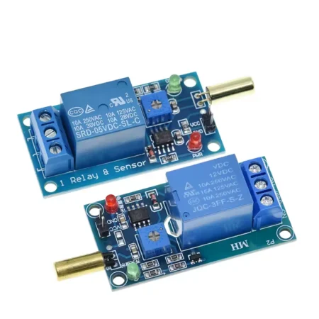Tilt Sensor Module 5V or 12V 1 Channel Output Tilt Slant Angle Sensor Relay Module Golden SW520D Ball Switch