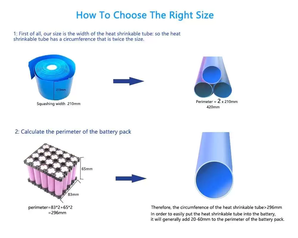 Lithium Battery PVC Heat Shrink Blue Tube For 85mm-180mm 1 Meter 1 How to Choose right size heat shrink 1