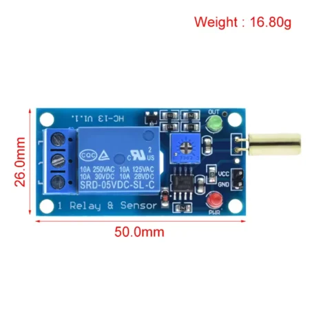 Tilt Sensor Module 5V or 12V 1 Channel Output Tilt Slant Angle Sensor Relay Module Golden SW520D Ball Switch