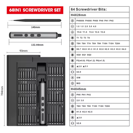 Precise Electric Screwdriver Set 68 in 1