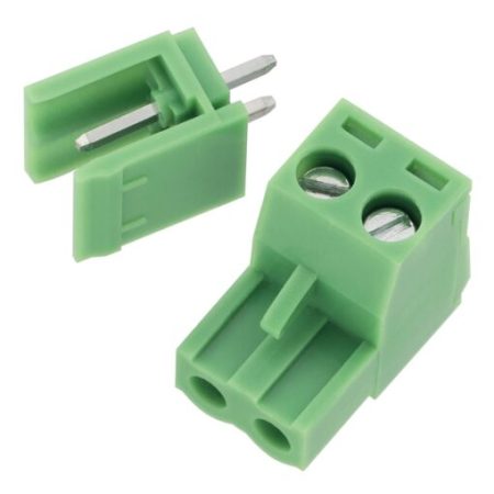 Pluggable Terminal Block 2-Pin KF2EDGV-5.08-2P Straight 5.08 mm (Rozetta Plug-in, Straight Header)
