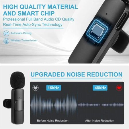 K9 Wireless Microphone Dual Omnidirectional for Type-C & iPhone