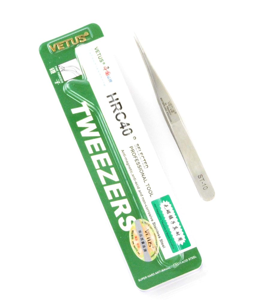 Stainless Steel StraightTweezers HRC40 ST-10 for DIY Repair Tool