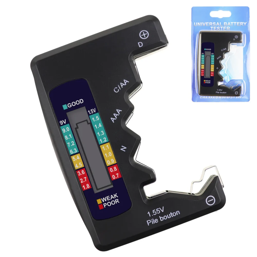Universal Battery Tester Checker for C AA AAA D N 9V 1.5V Button Cell Small Mini Batteries