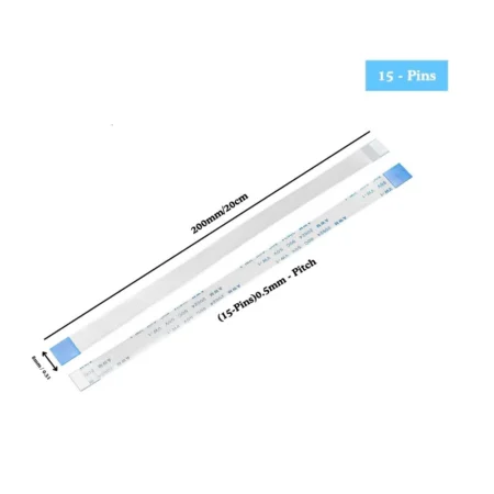 15-Pin Type-B FFC Ribbon Cable – 0.5mm Pitch, 200mm Length