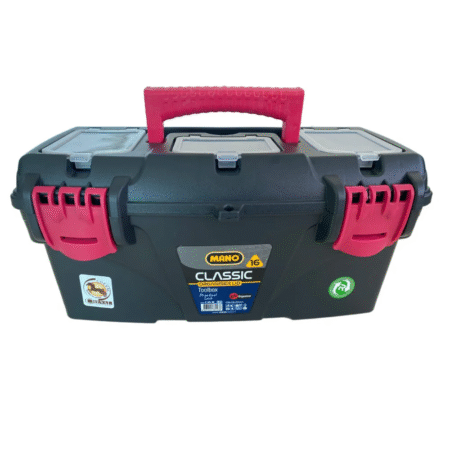 MANO C.OR-16M Red Tool Box with Top Organizers – 16 Inch – Size 410×206×192 mm – Made in Turkey