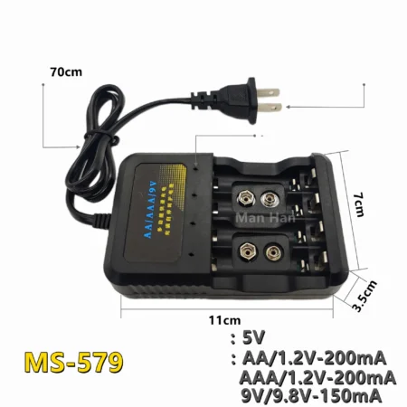 AA/AAA/9v battery charger MS-579 1.2V charger Ni-MH Ni-Cd battery intelligent charger
