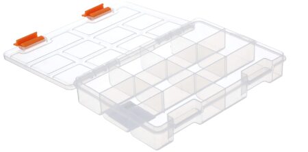 MANO S-ORG-7 Small Parts Organizer Box – 10-Slot Transparent Plastic Case 7”