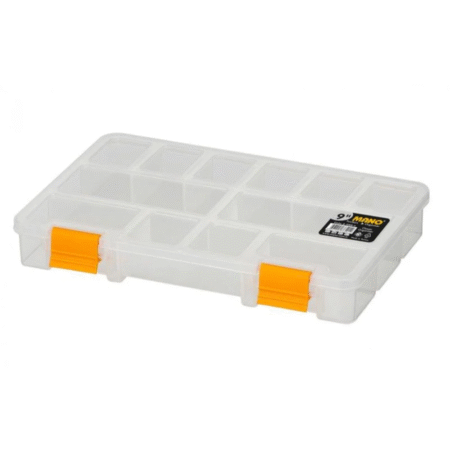 MANO S-ORG-9 Small Parts Organizer Box – 15-Slot Transparent Plastic Case 9”