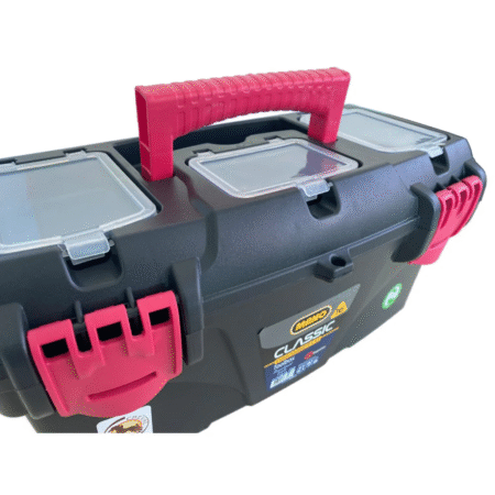 MANO C.OR-16M Red Tool Box with Top Organizers – 16 Inch – Size 410×206×192 mm – Made in Turkey