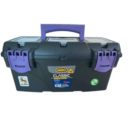 MANO C.OR-16V Purple Tool Box with Top Organizers – 16 Inch – Size 410×206×192 mm – Made in Turkey