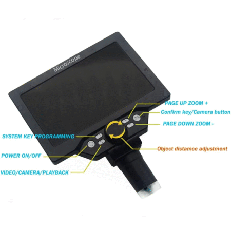 G1200 LCD Digital Microscope 7 inch 1080P ,1200X, 12MP Camera, 10 LED, Line Controller