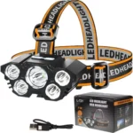 USB Rechargeable LED Headlamp Flashlight - 4 Mode, 5 LED L-T21