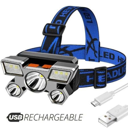 USB Rechargeable Headlamp Flashlight – 5 LED, 4 Modes