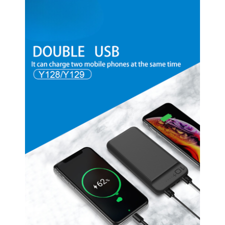 WUW Y128 Power Bank 10000mAh – Dual USB Fast Charging with Micro & Type-C Input (white)