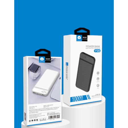 WUW Y128 Power Bank 10000mAh – Dual USB Fast Charging with Micro & Type-C Input (white)