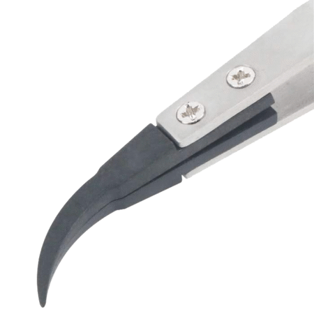 ST-15 Reversed Action Tweezer with Curved Black Ceramic Tip and Stainless Steel Body