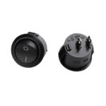Round Rocker Switch – Black – 2 Pin – 6A 250VAC