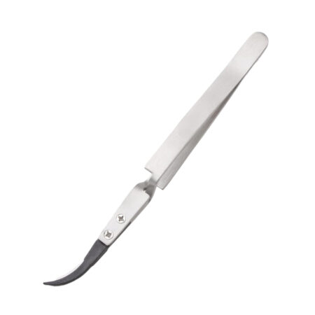 ST-15 Reversed Action Tweezer with Curved Black Ceramic Tip and Stainless Steel Body