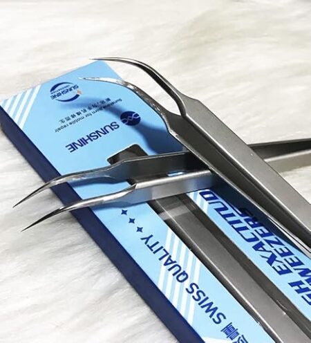 Sunshine ST-14S Curved Tweezer High Precision Tweezer – Stainless Steel, Anti-Acid, Anti-Magnetic