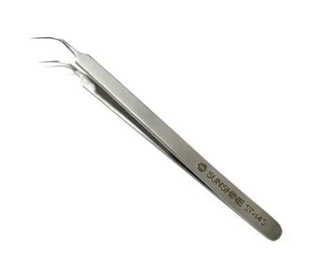 Sunshine ST-14S Curved Tweezer High Precision Tweezer – Stainless Steel, Anti-Acid, Anti-Magnetic